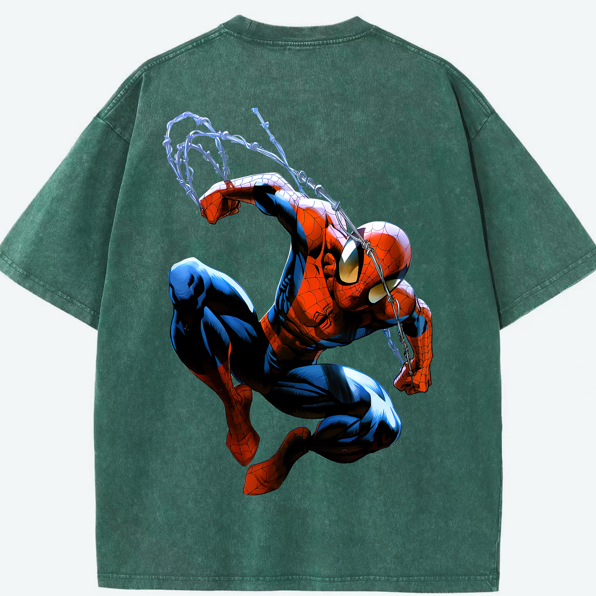 （画像用） Spider Man スパイダーマン 綿100% ヴィンテージ風 半袖Tシャツ（背面プリント）